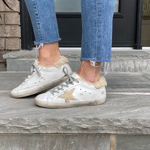 Golden Goose White Shearling Superstar Sneakers